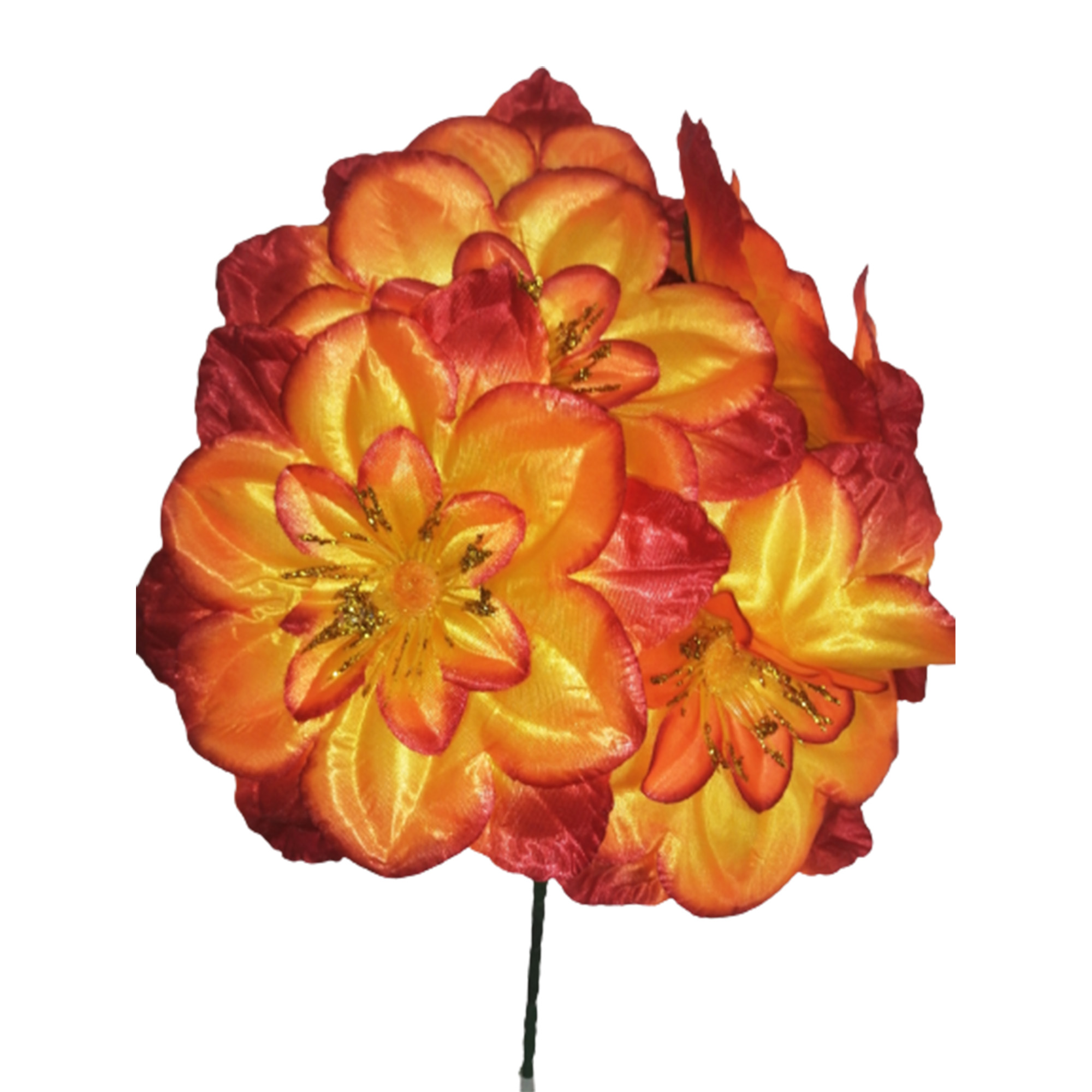 10 Ramos Flor Artificial Dalia Satinada 6 Flores Decoración Interior Exterior