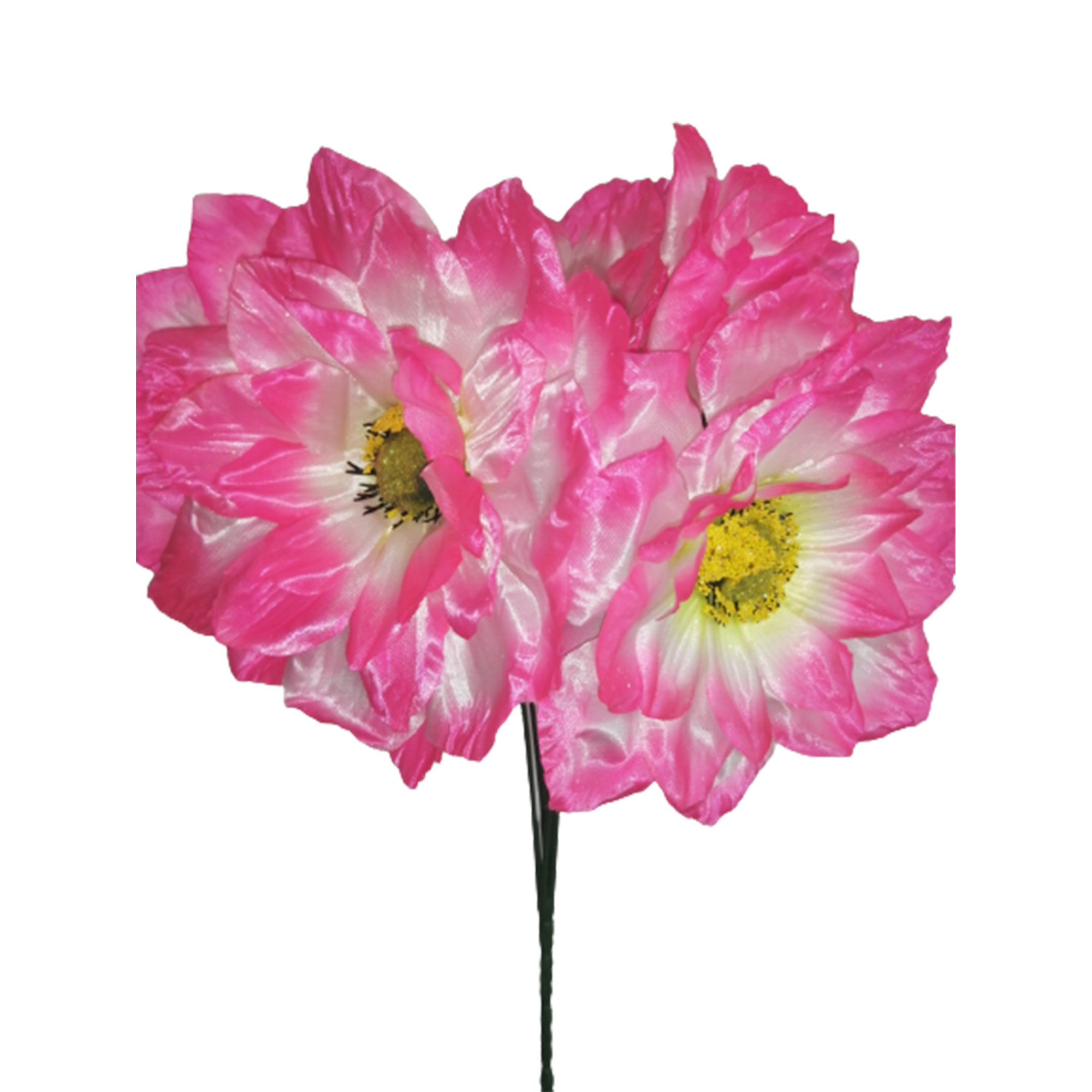 10 Ramos Flor Artificial Dalia Satinada 6 Flores Decoración Interior Exterior