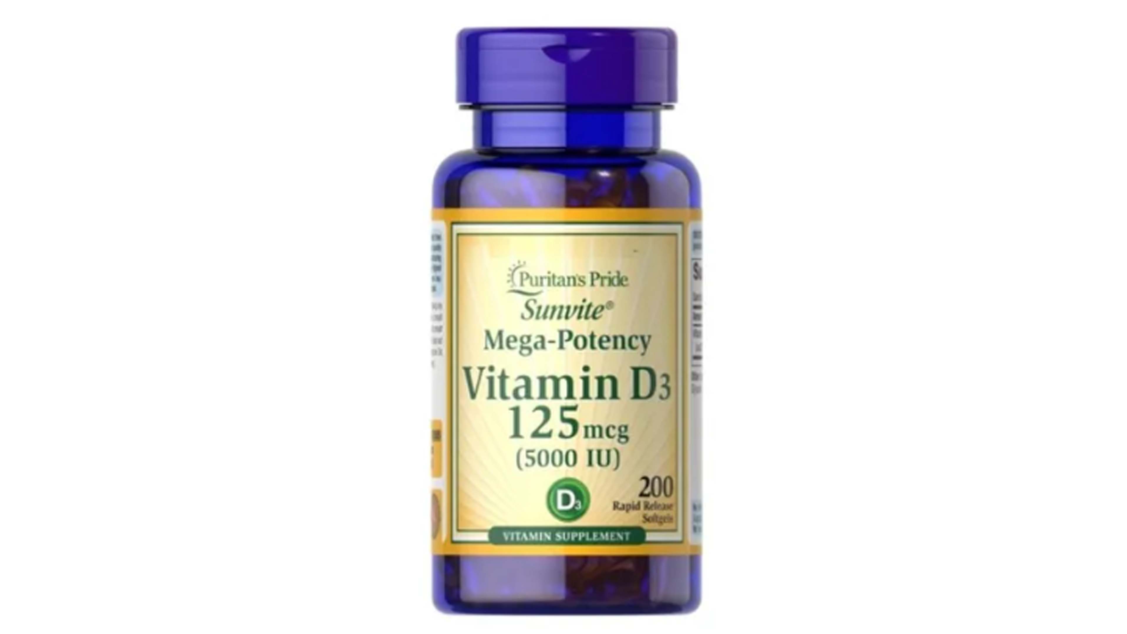 Vitamina D3 125mcg 5,000 Iu Sunvite Mega Potency 200 sofgels Puritans Pride 