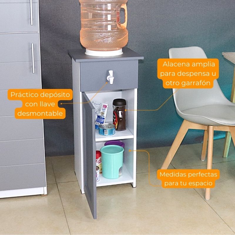 Porta Garrafón Dispensador de Agua Gris Alacena