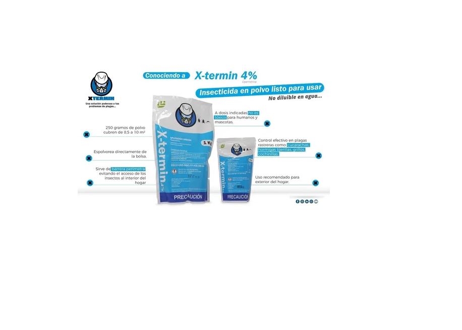 Kit Espolvoreador + X-termin 1 Kg Para Insectos