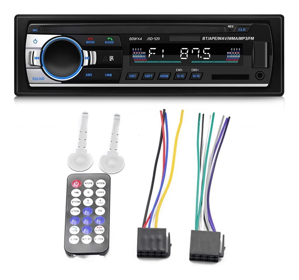 Auto Estereo Reproductor Mp3 1 Din Bluetooth, Usb Y Auxiliar