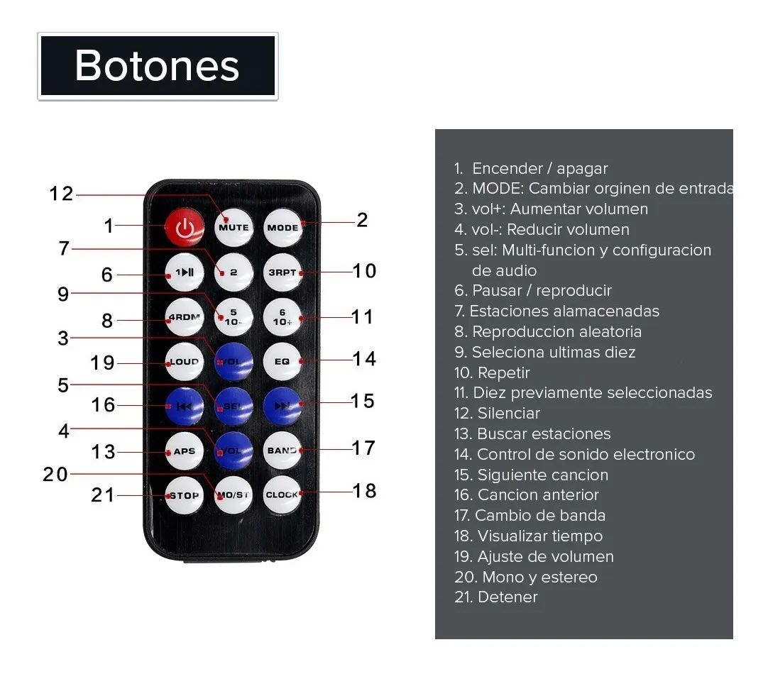 Auto Estereo Reproductor Mp3 1 Din Bluetooth, Usb Y Auxiliar