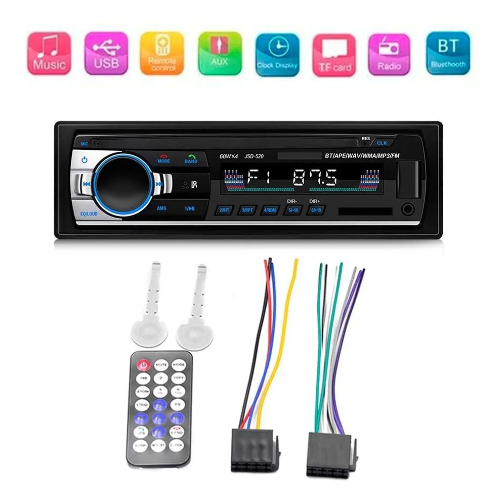 Auto Estereo Reproductor Mp3 1 Din Bluetooth, Usb Y Auxiliar