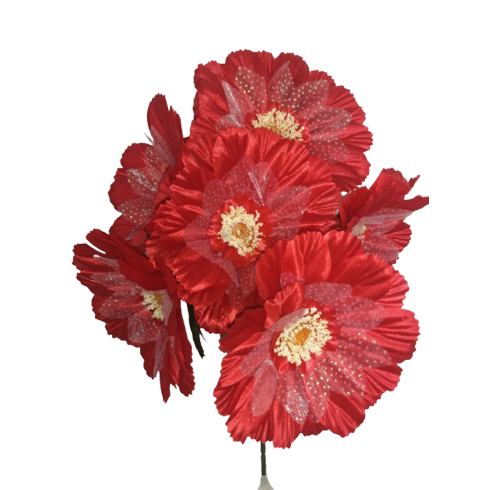 10 Ramos Flor Artificial Dalia con Tul 6 Flores Decoración Interior Exterior