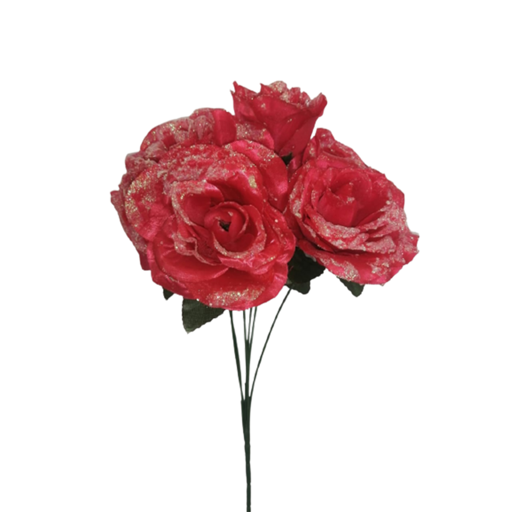 8 Ramos Flor Artificial Rosal Diamantado 6 Flores Decoración Interior Exterior