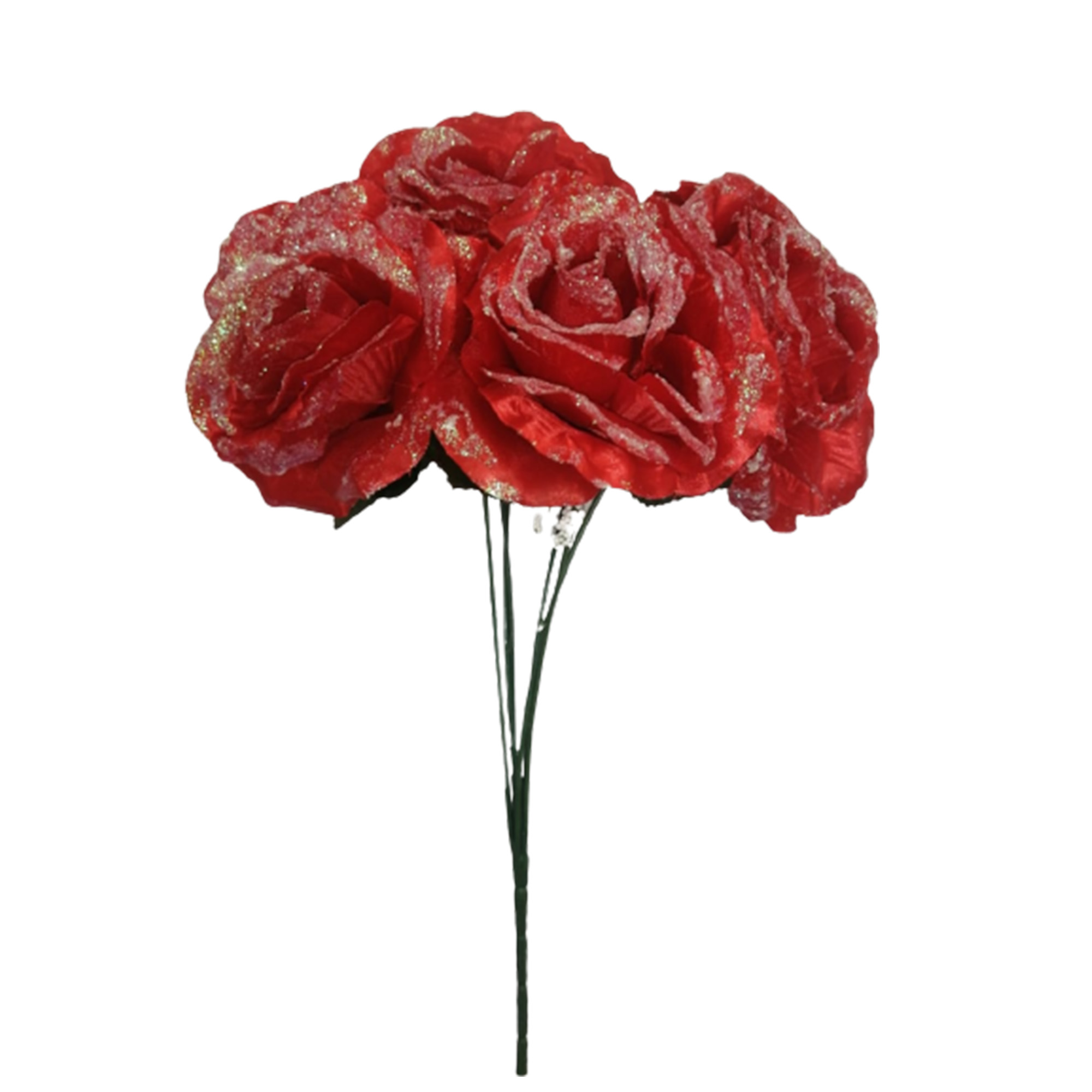 8 Ramos Flor Artificial Rosal Diamantado 6 Flores Decoración Interior Exterior