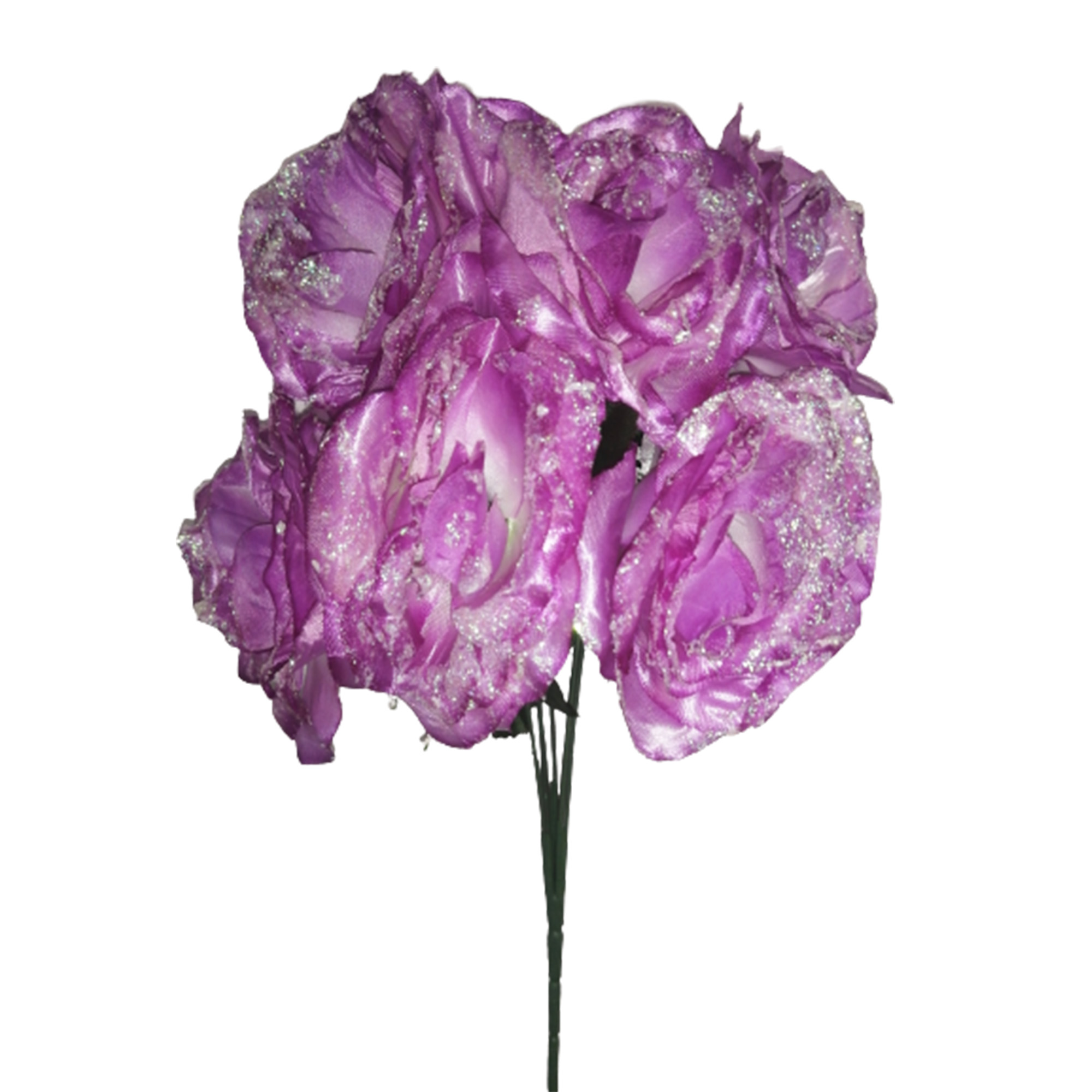 8 Ramos Flor Artificial Rosal Diamantado 6 Flores Decoración Interior Exterior