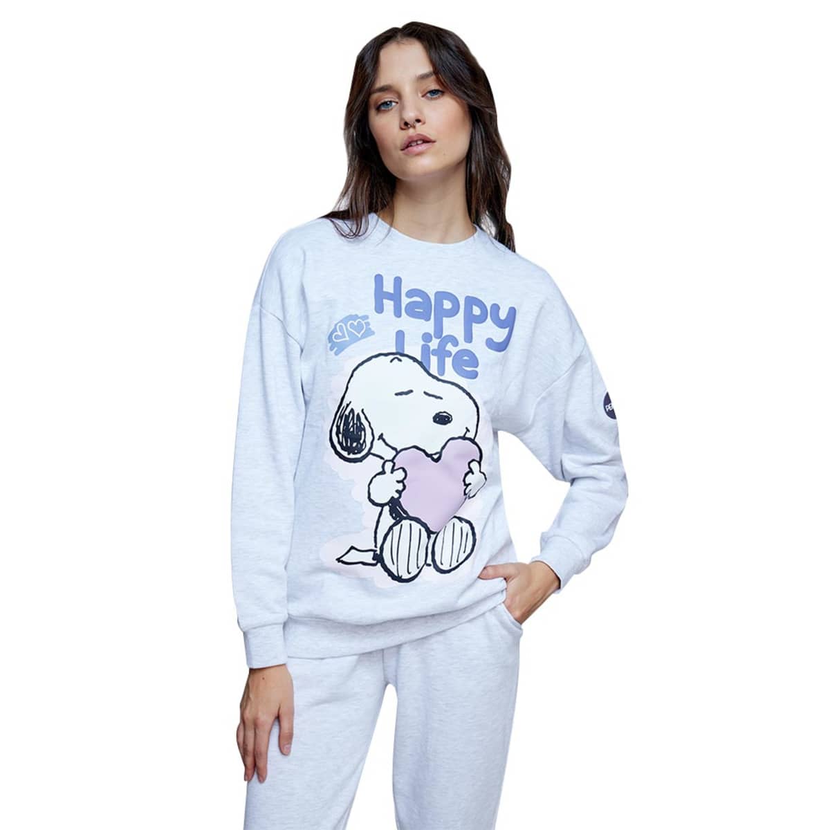 Sudadera Casual Snoopy Peanuts color Gris para Mujer 1038117