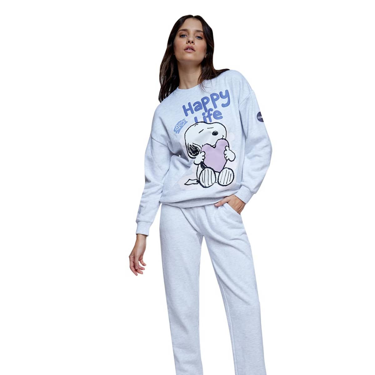 Sudadera Casual Snoopy Peanuts color Gris para Mujer 1038117