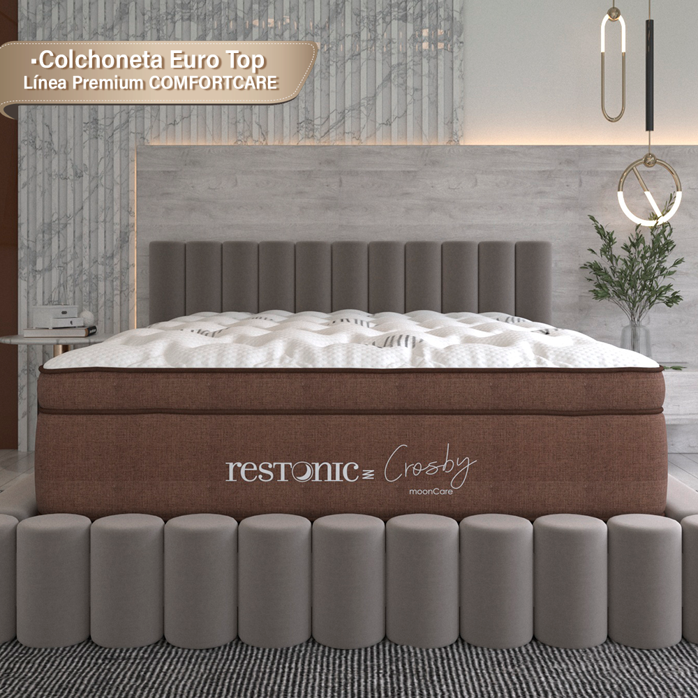 Colchón Matrimonial Restonic Crosby Con Mega Colchoneta Premium + ¨EDREDON MATRIMONIAL Y 2 ALMOHADAS GRATIS¨