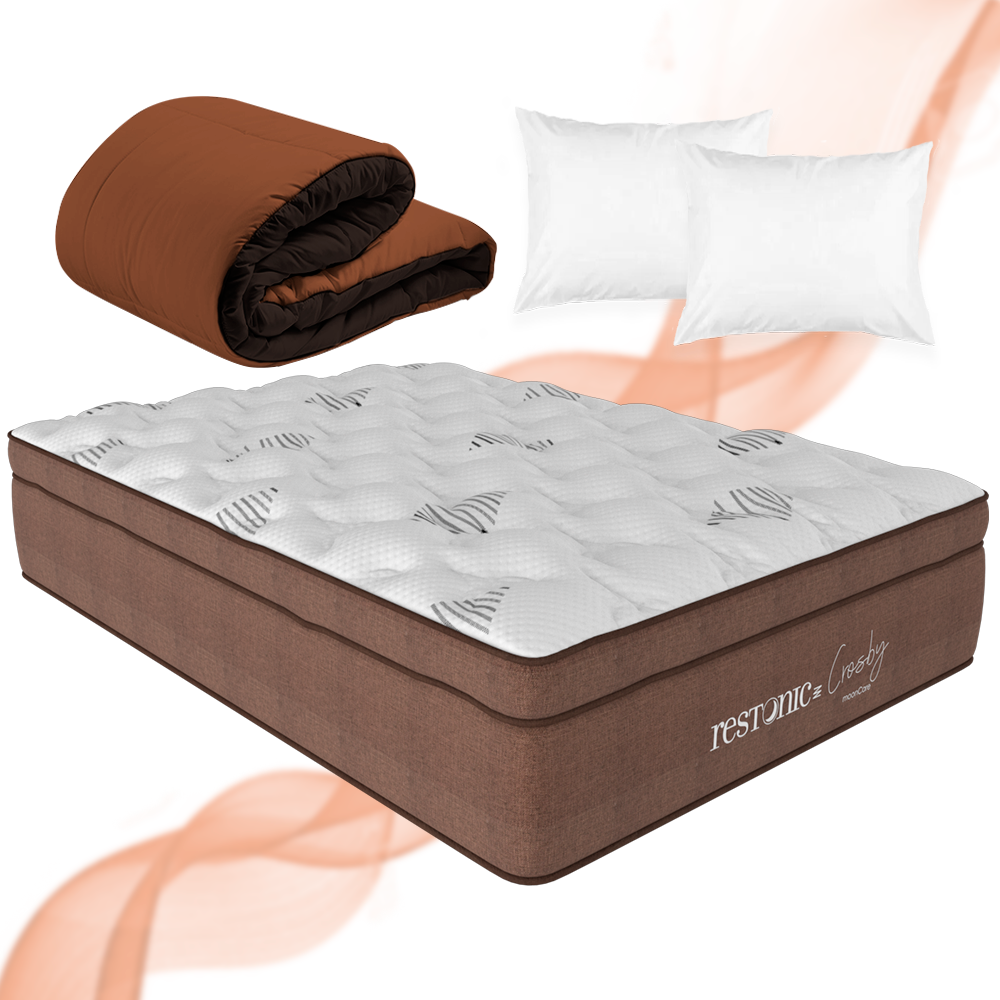 Colchón Matrimonial Restonic Crosby Con Mega Colchoneta Premium + ¨EDREDON MATRIMONIAL Y 2 ALMOHADAS GRATIS¨