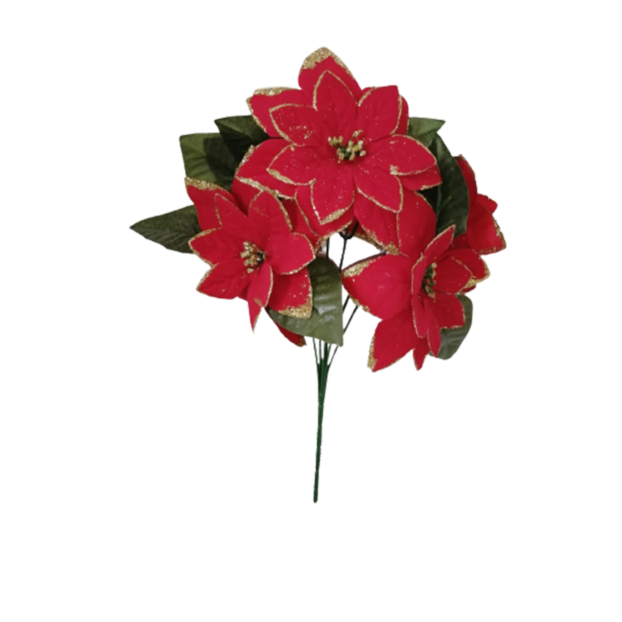 10 Ramos Flor Artificial Nochebuena 5 y 6 Flores Decoración Interior Exterior