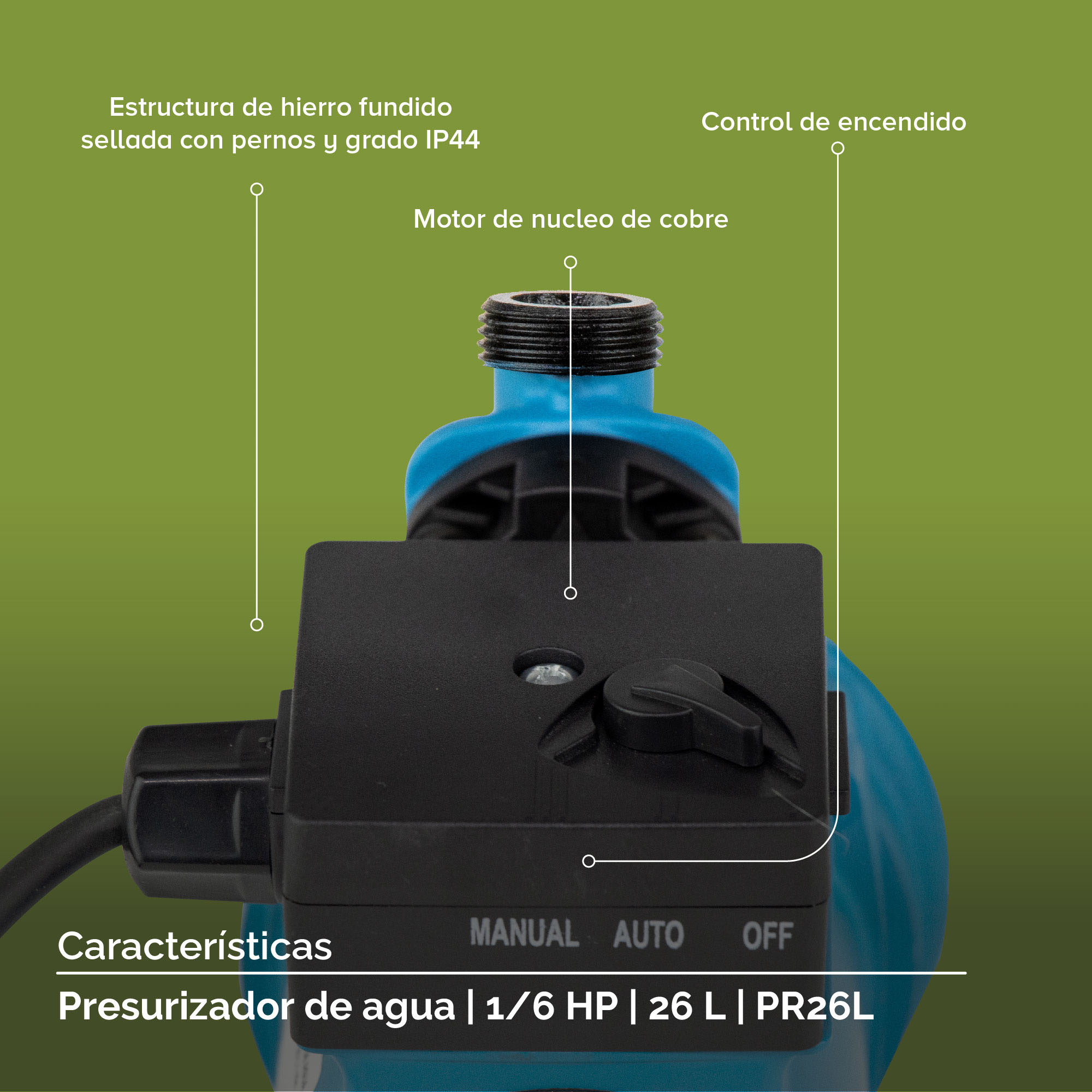 Bomba presurizadora alto caudal Avera 1/6 HP