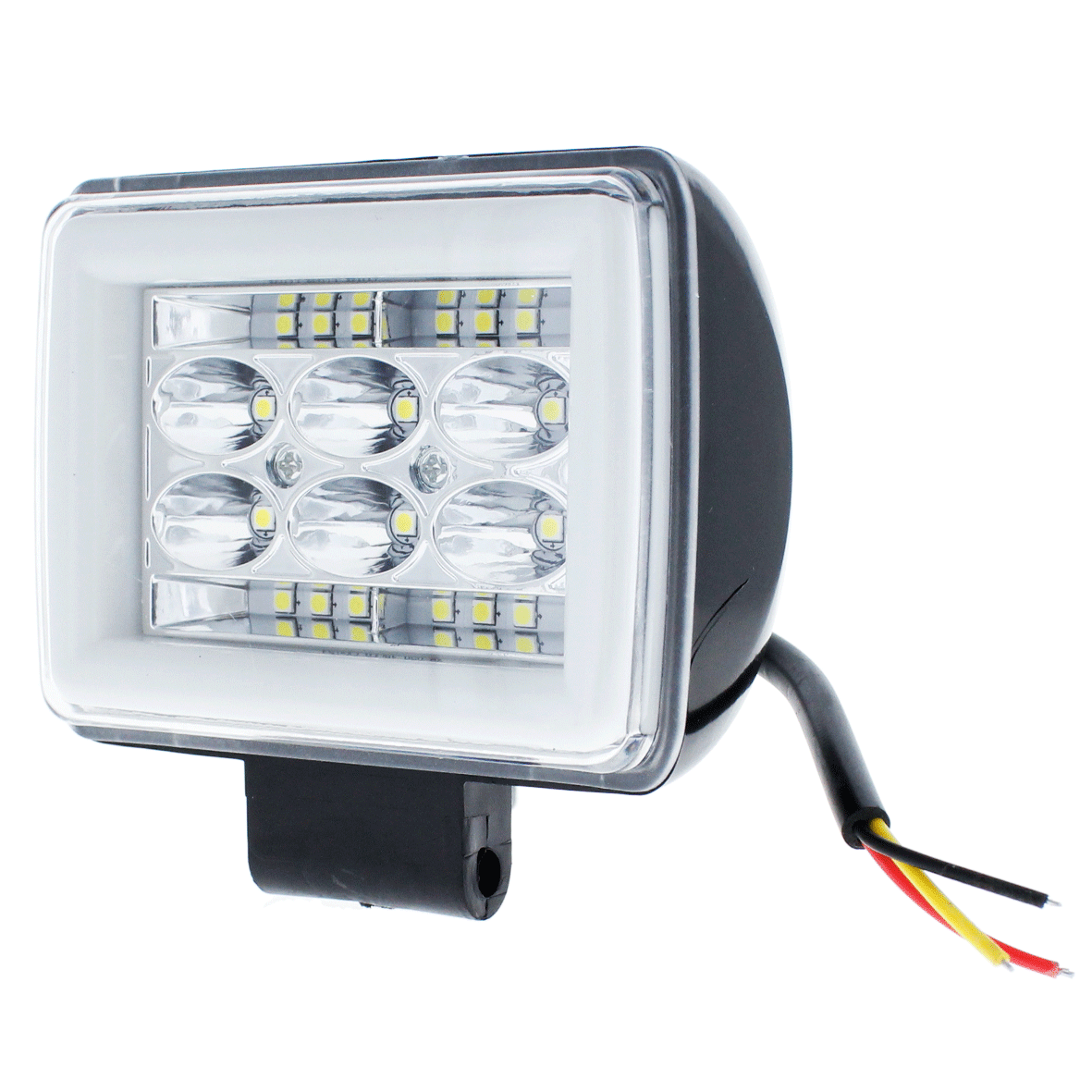 Par Faros 18 Led Auxiliar Fija Estrobo Auto Moto Arillo Gel