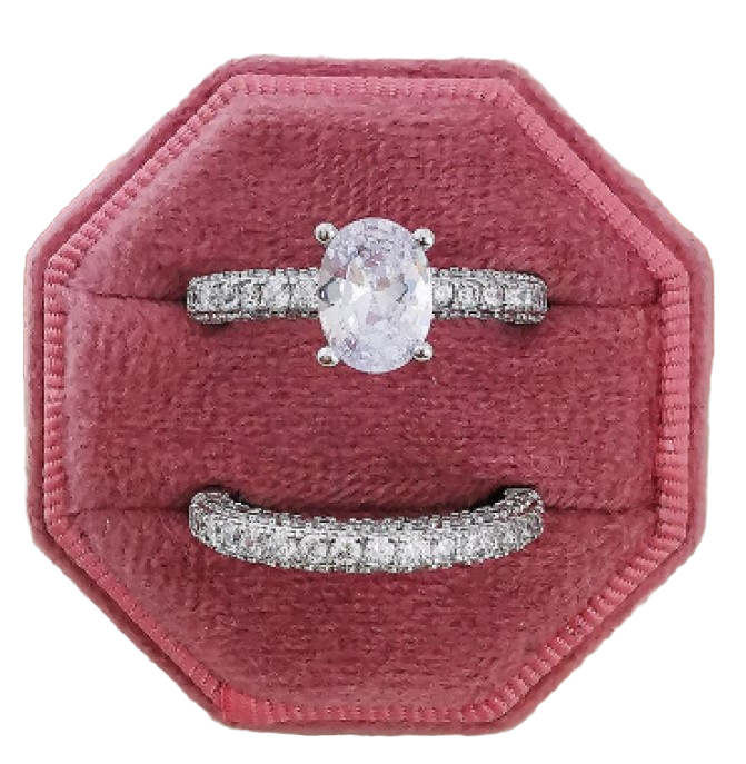 Juego de Anillo Compromiso Oval y Churumbela Zirconías en Plata .925