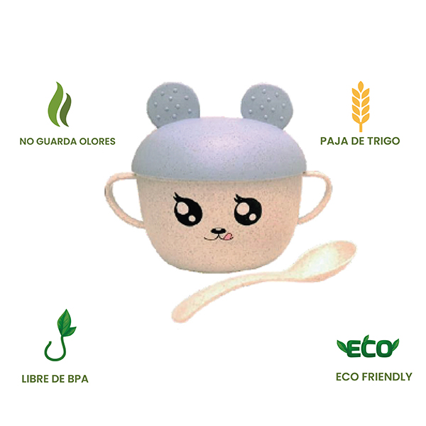 Tupper Tazon Infantil Con Orejas Ecologico Lunch Infantil Bambú