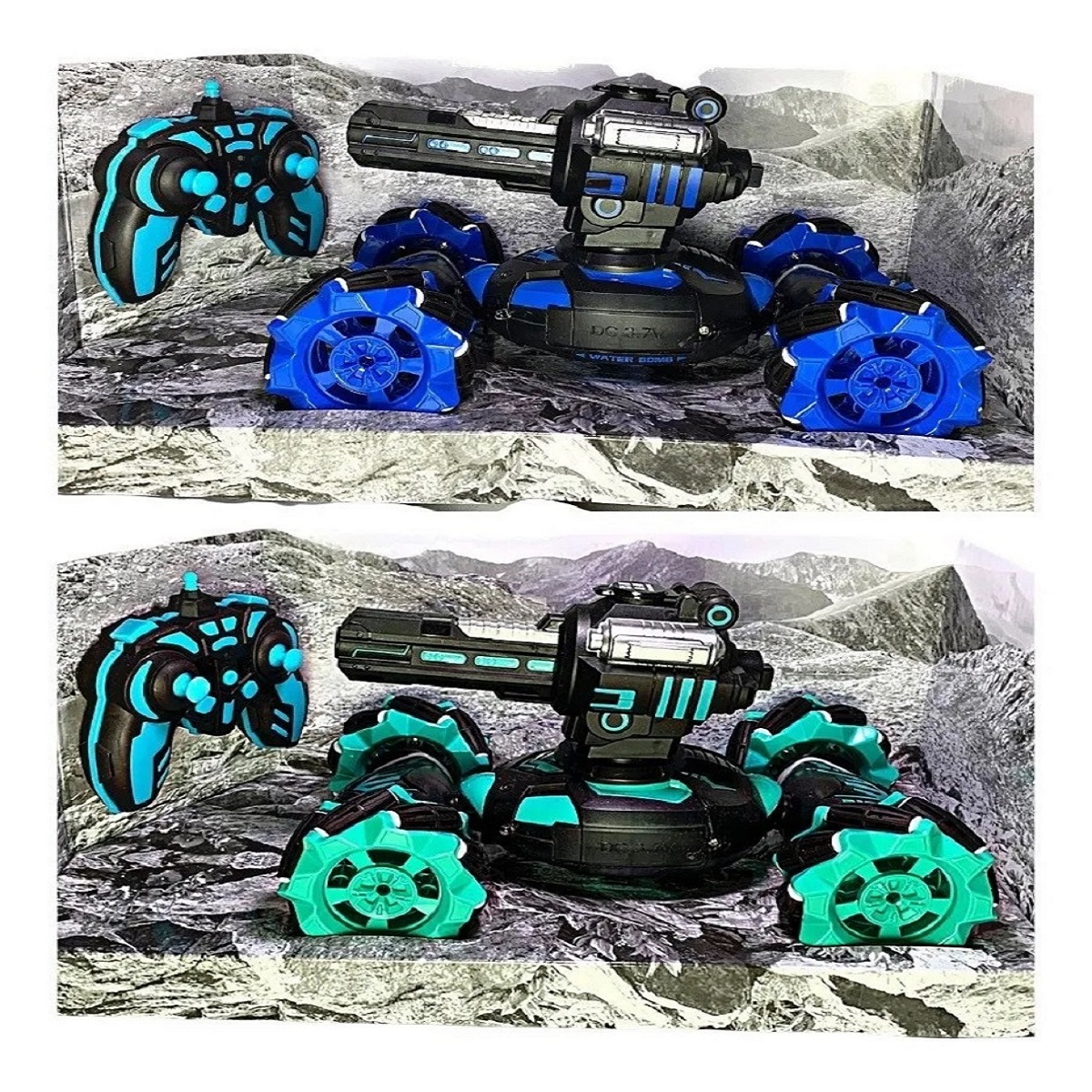 Carro tanque a control remoto dispara balas de hidrogel