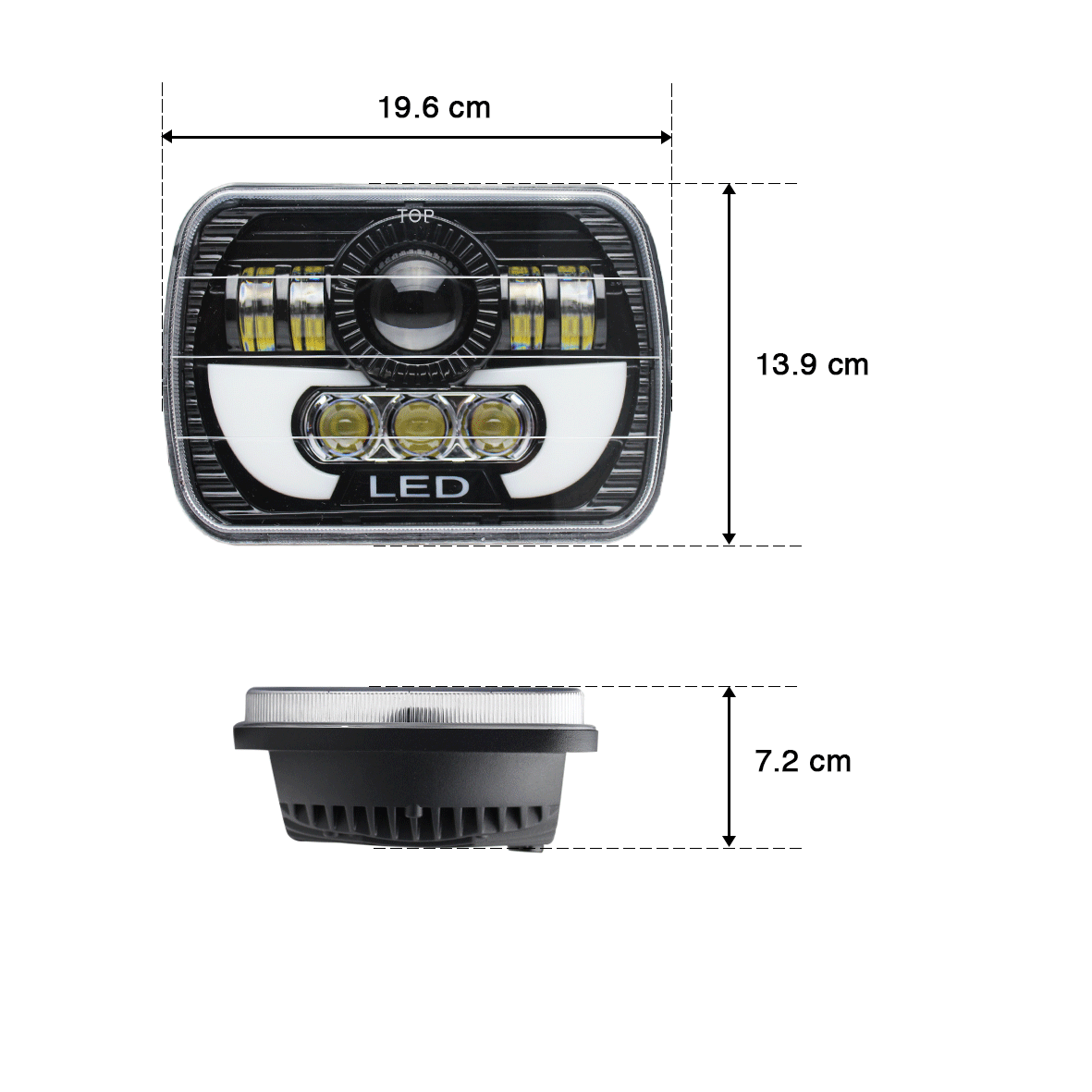 Faro Unidad 5x7 8 Led Cuarto Gel Alta Baja Jeep Universal