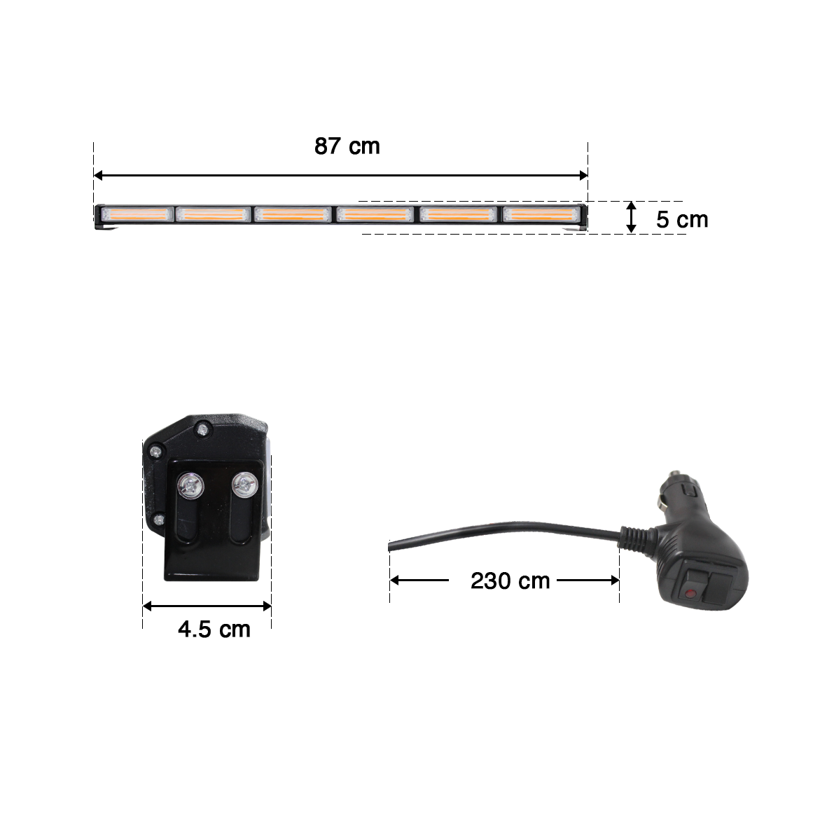 Barra Torreta Estrobo Codigo Leds Cob Policia 34 Pulg 60w
