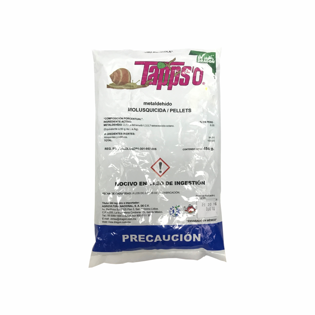 Tappso 454 Gr Molusquicida Pellets Mata Caracoles Y Babosas