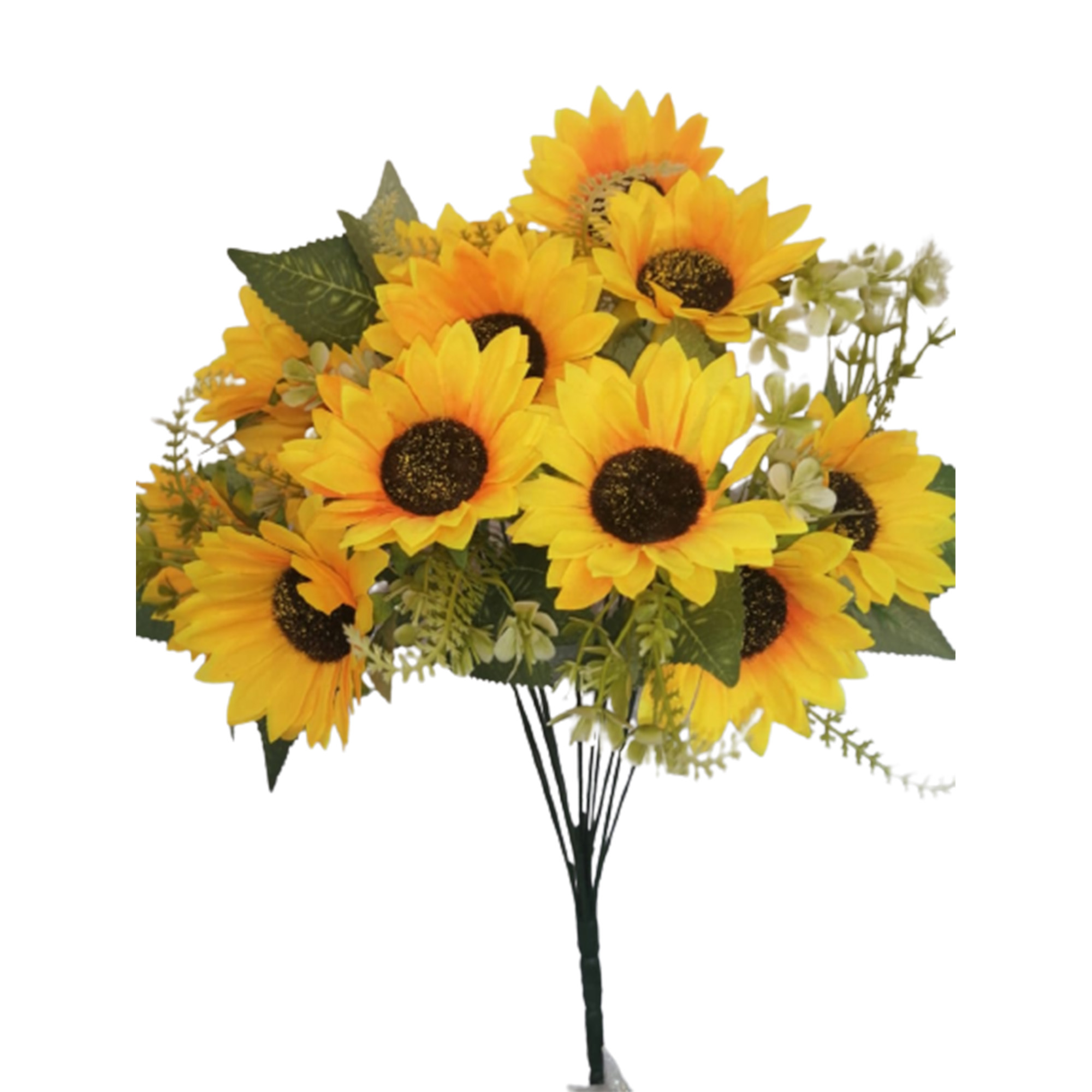 2 Ramos Flor Artificial Girasol 12 Flores Decoración Interior Exterior
