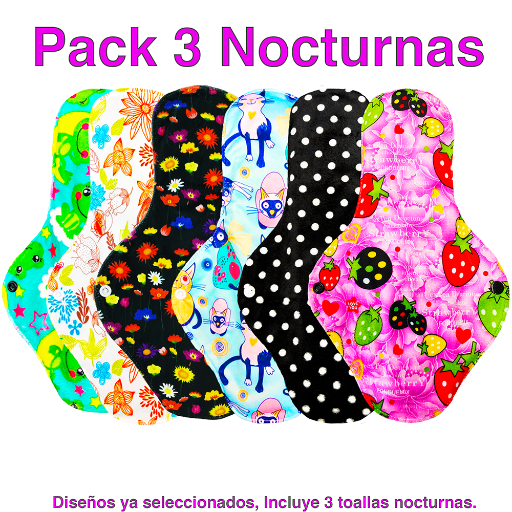 Toallas Sanitarias Nocturnas Ecológicas Reutilizables Pack 3