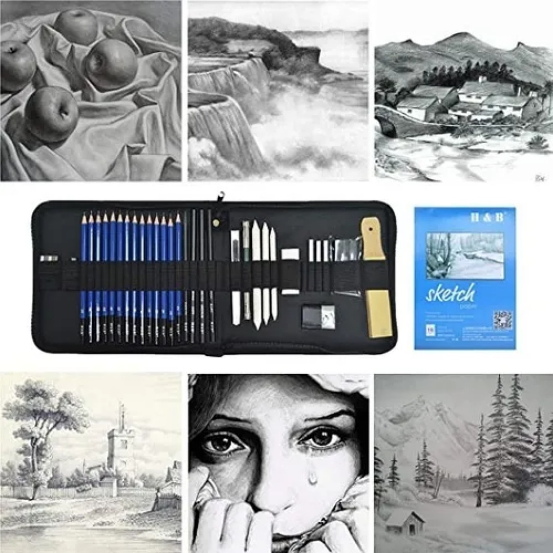 Kit 35 Piezas Profesional De Dibujo Con Lápices Hb