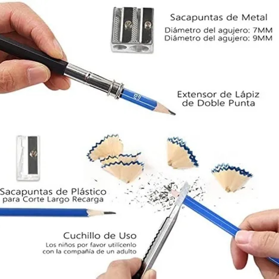 Kit 35 Piezas Profesional De Dibujo Con Lápices Hb