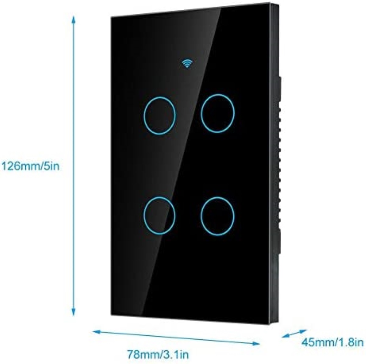 Interruptor Luz Pared Inteligente Wifi 4 Vías Negro