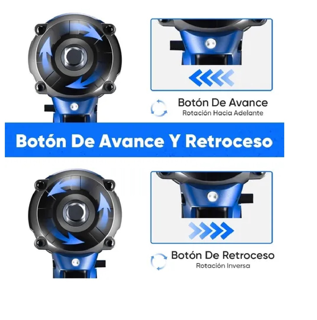 Llave De Impacto Inalámbrico Electrica 6ah Bateria 420n.m Azul