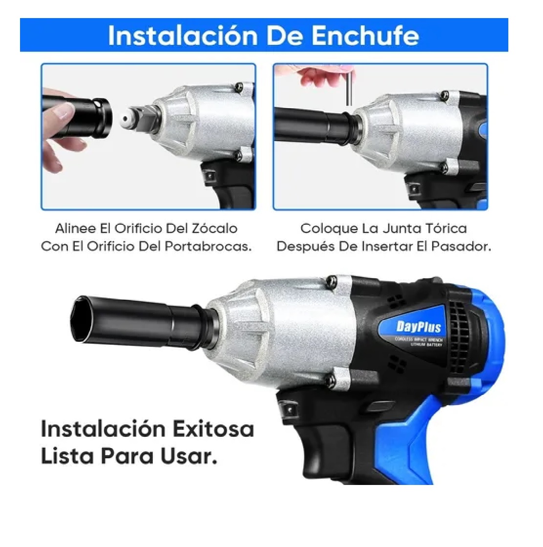 Llave De Impacto Inalámbrico Electrica 6ah Bateria 420n.m Azul