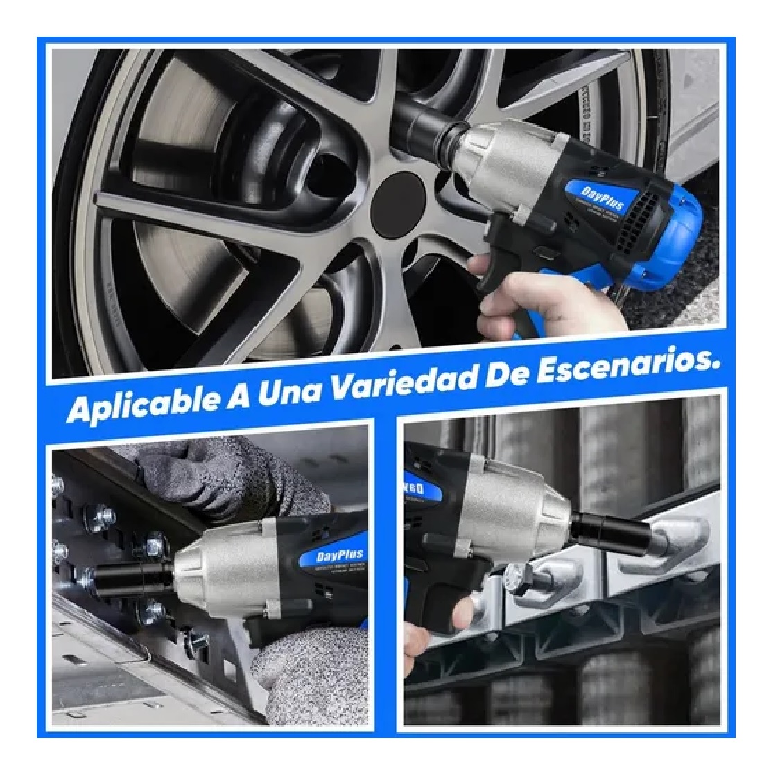 Llave De Impacto Inalámbrico Electrica 6ah Bateria 420n.m Azul
