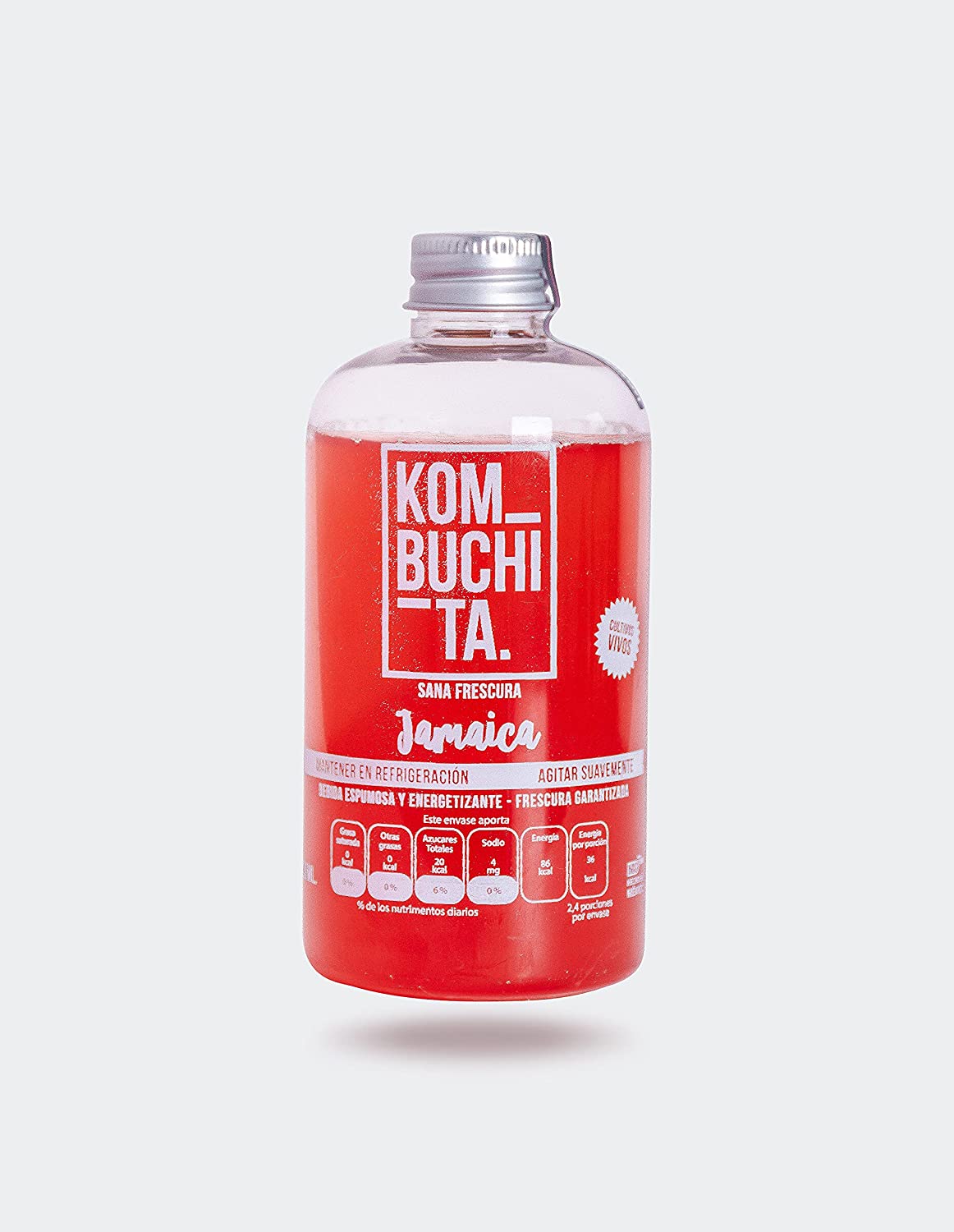 KOMBUCHITA 6 pack de Kombucha Jamaica (6 x 240ml) . Bebida energetica natural, para una dieta sana, sin gluten, alimentos veganos a base de te verde organico (green tea). Contiene vitaminas y aminoaciodos naturales. Tipo de bebida japonesa. Alimentos Veganos