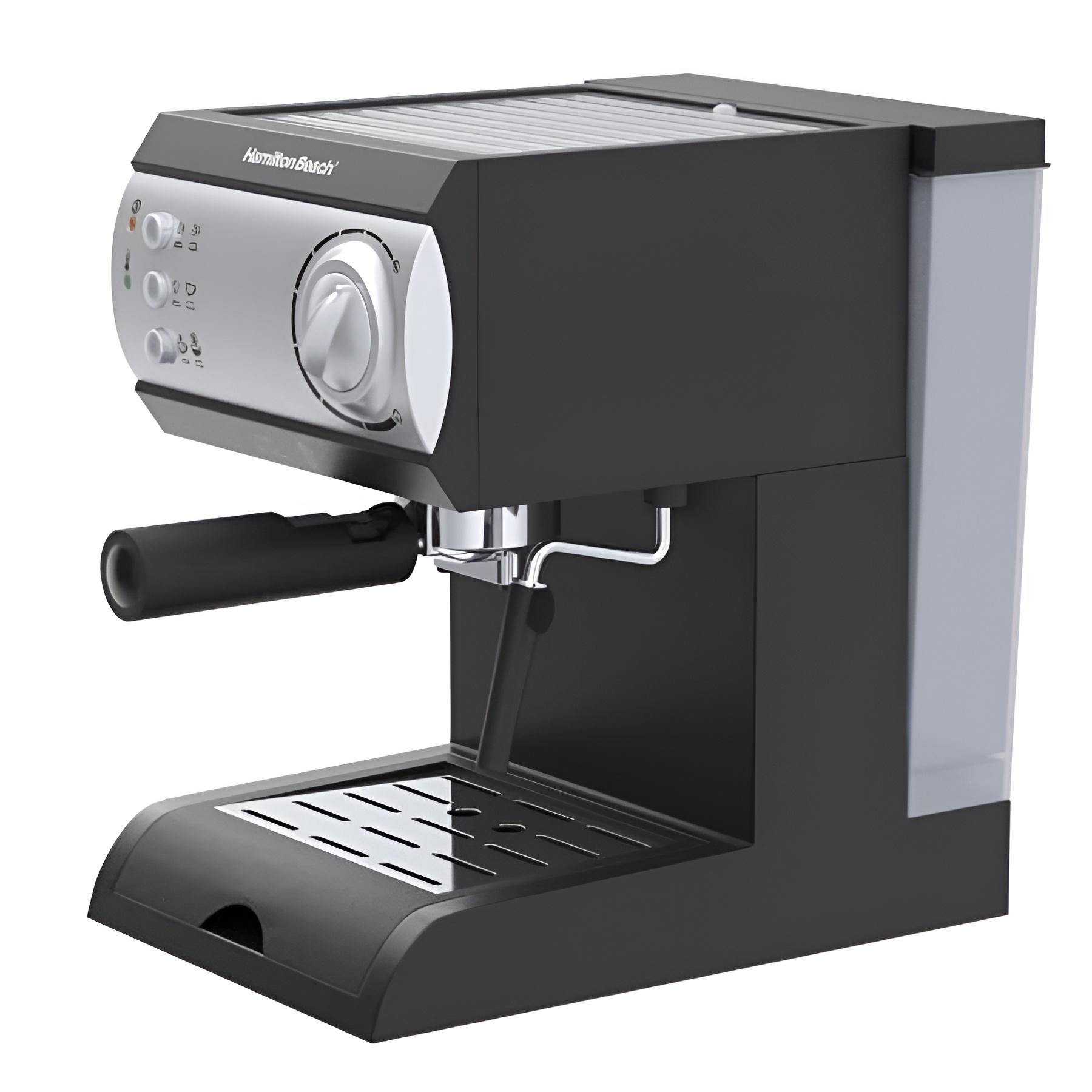 Hamilton Beach 40715 Cafetera Espresso, 2 Tazas, Cappuccino, Mocha y Latte, 15 Bares, Negro y Plata