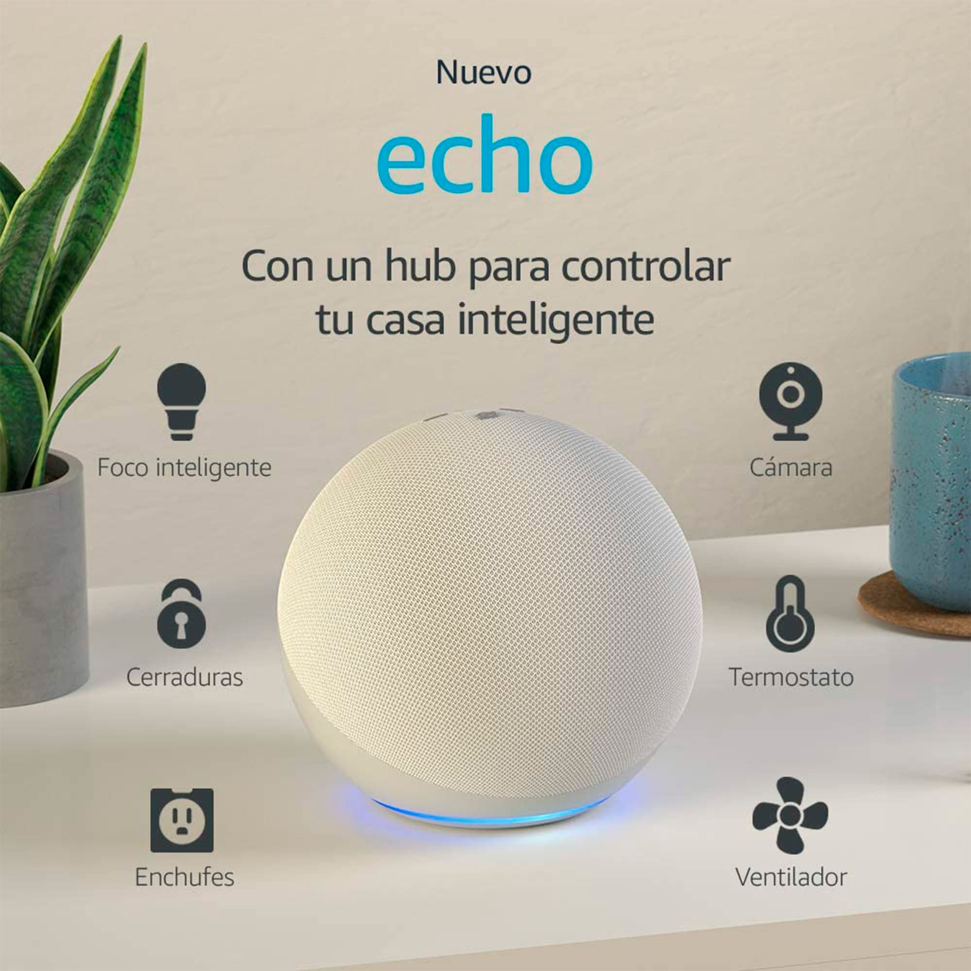 Amazon Echo Dot 4th Gen con asistente virtual Alexa, Glacier White