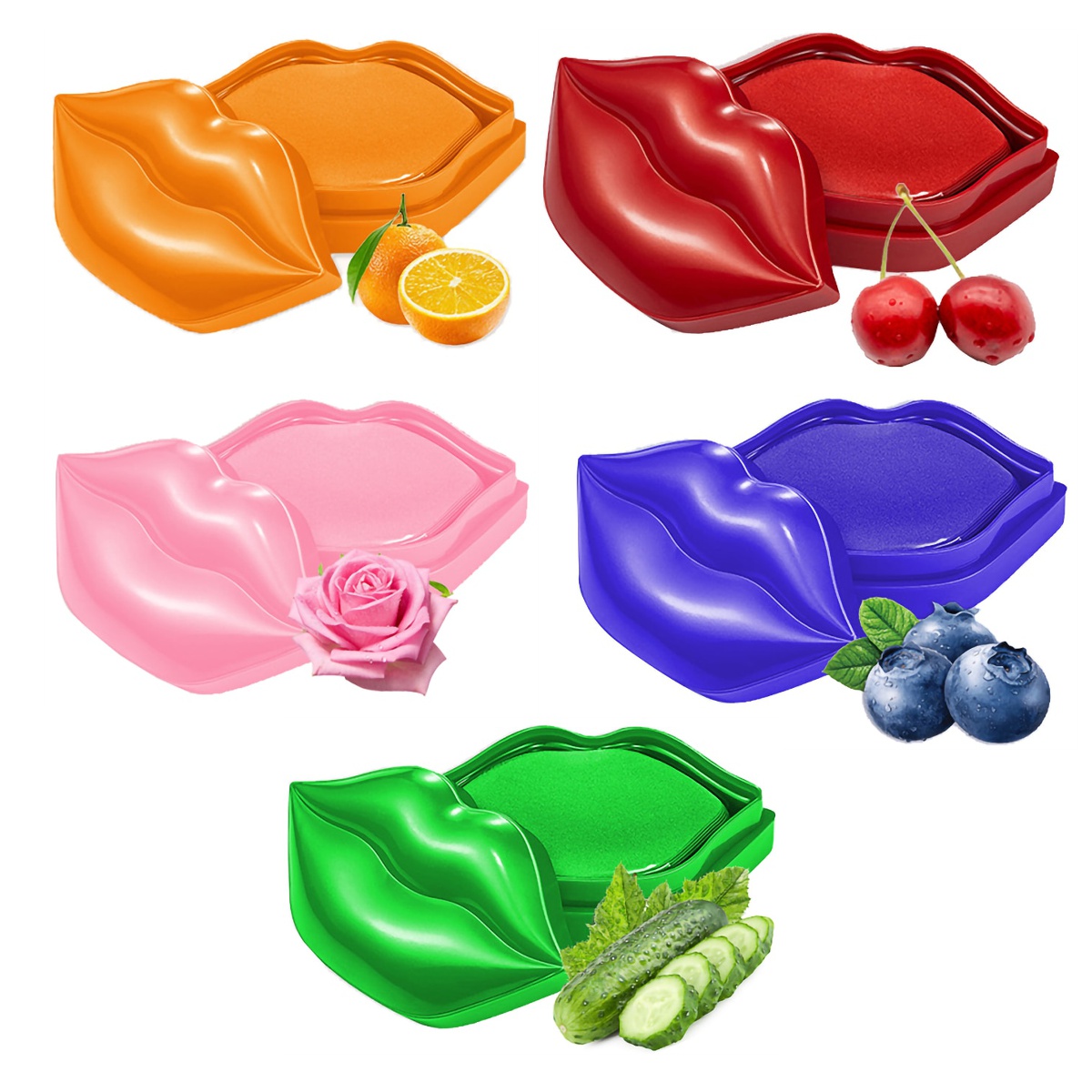 Tarro Estuche Con 20 Parches para Labios Mascarilla Hidratante Colágeno