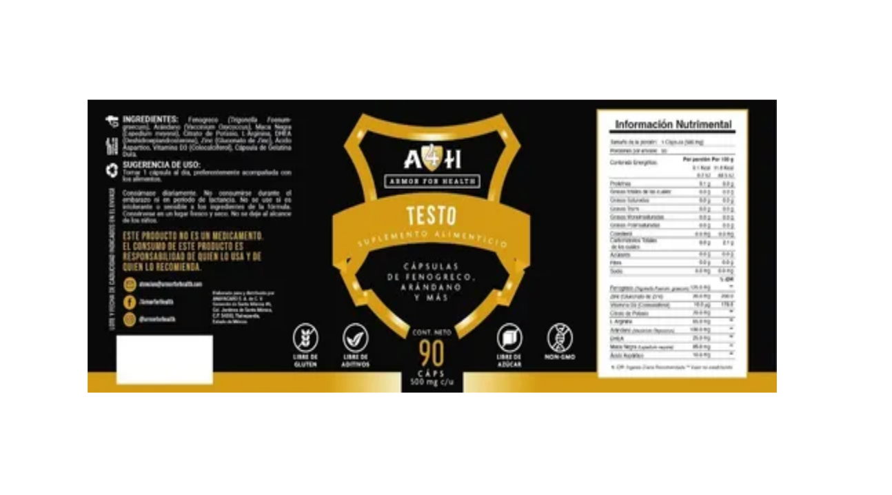 Testo For Men 90 Cápsulas Maca Negra Fenogreco Arginina A4h