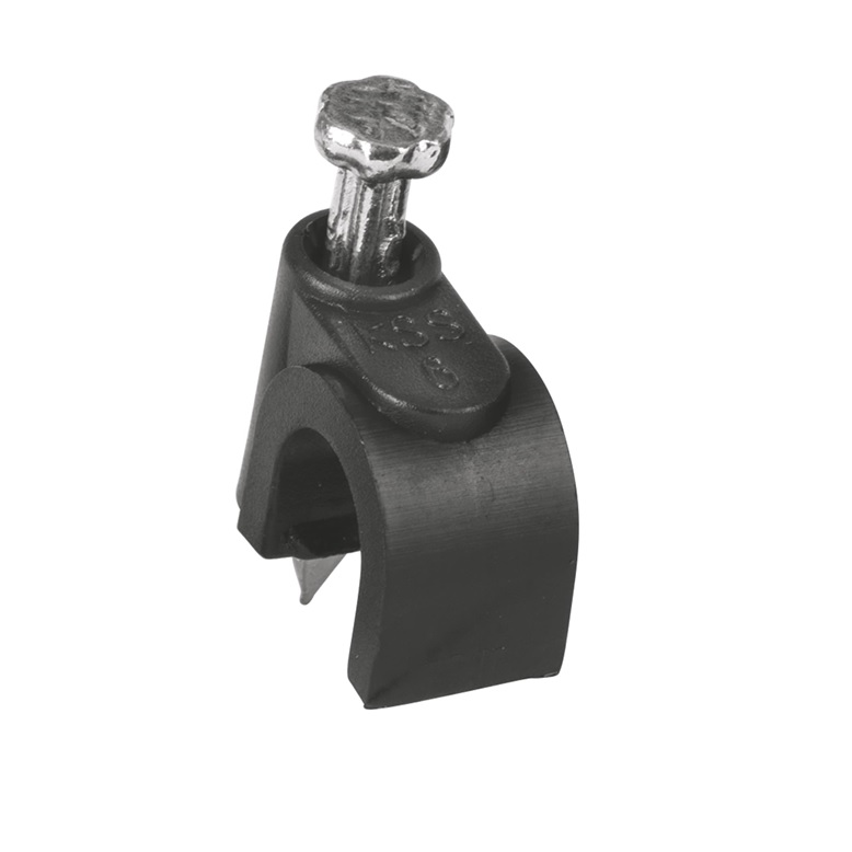 Bolsa con 20 grapas negras de 8 mm para cable redondo