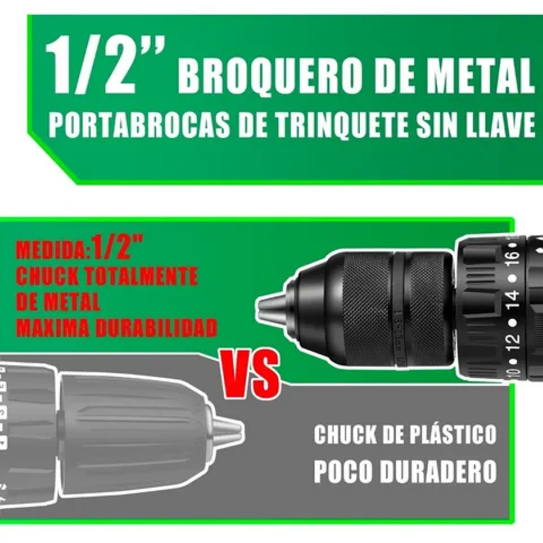 Taladro Rotomartillo 1/2'' Con 2baterías 3.0ah Anirona