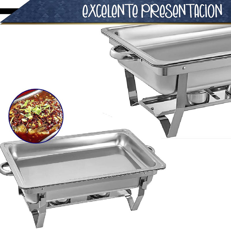Chafer Bufetera RD ROYAL COOK Rectangular de Acero Inoxidable de 9.5 lt.