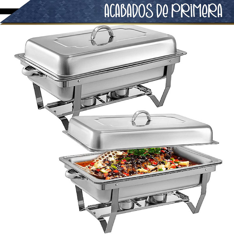 Chafer Bufetera RD ROYAL COOK Rectangular de Acero Inoxidable de 9.5 lt.