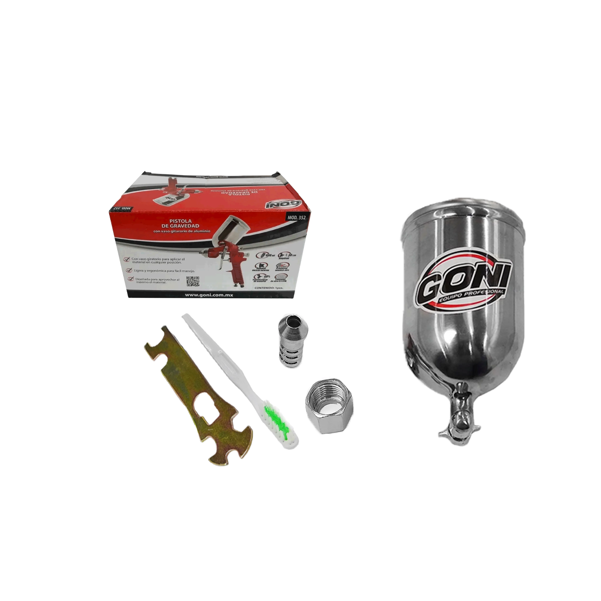 Pistola de Gravedad, vaso aluminio de 400cc GONI-352