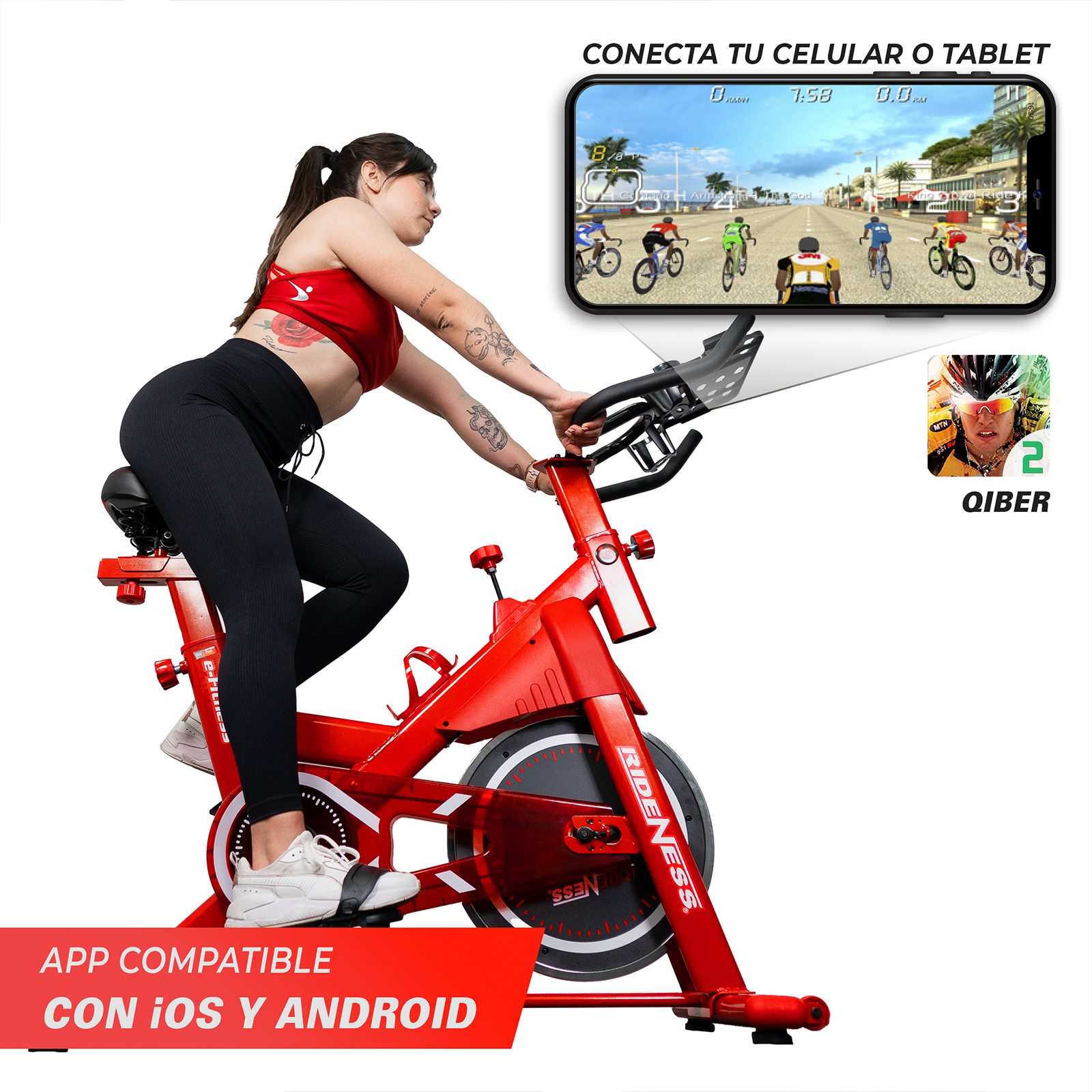 Bicicleta Spining fija Estática Lite ROJA