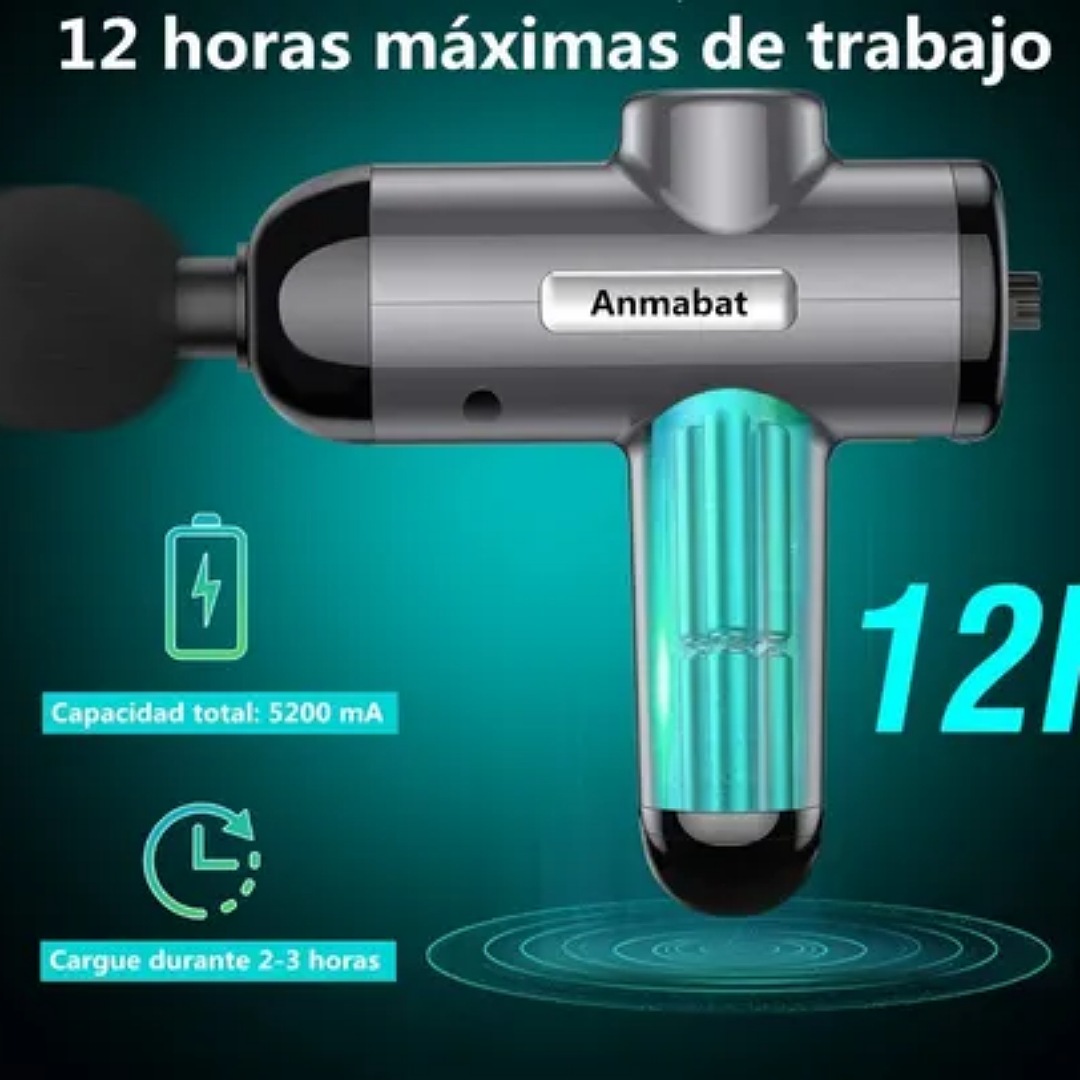 Pistola De Masaje Masajeador Muscular 10 Cabezales Y Bolso