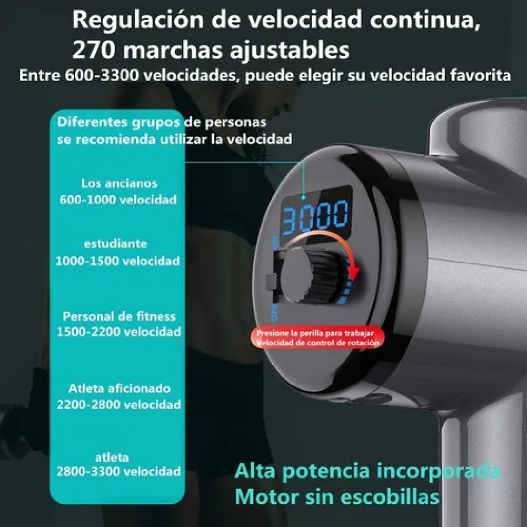 Pistola De Masaje Masajeador Muscular 10 Cabezales Y Bolso