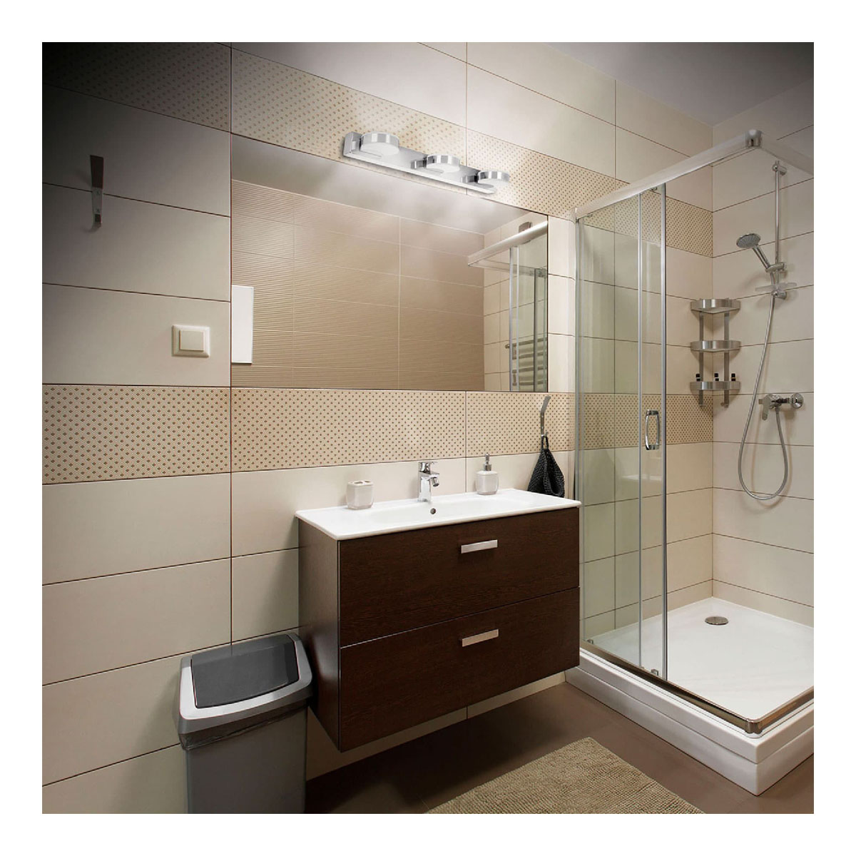 Arbotante decorativo para baño con 3 spots LED ARB-300L Volteck