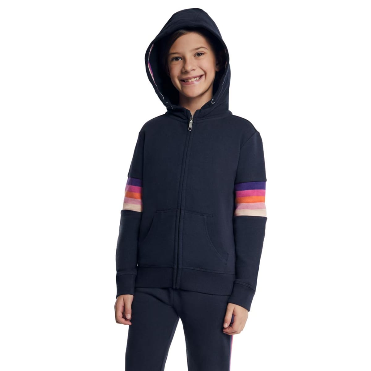 Sudadera Casual Con Vivos En Contraste y Gorro Holly Land Kids color Azul Marino para Niña 1037360