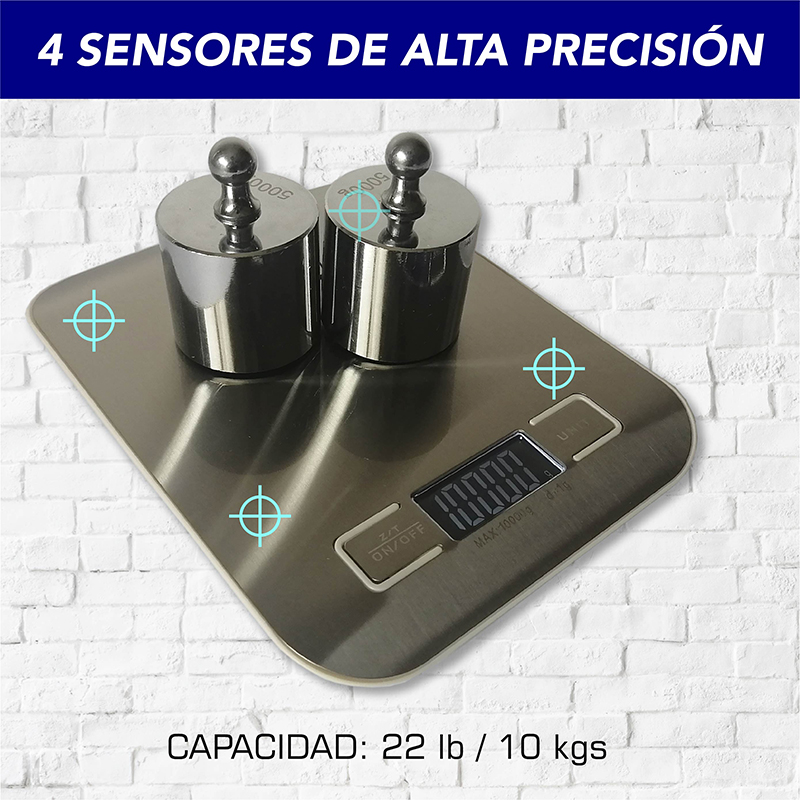 Báscula de cocina digital multi escala CHIC-FANTASY Oz, ml, gr Color Plata de Acero inoxidable (pilas incluidas)