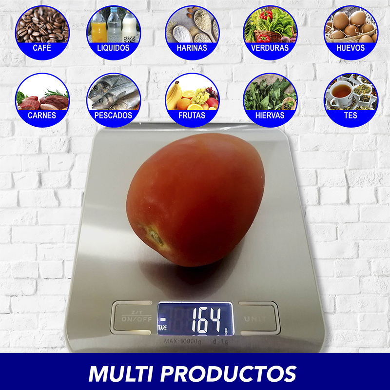 Báscula de cocina digital multi escala CHIC-FANTASY Oz, ml, gr Color Plata de Acero inoxidable (pilas incluidas)